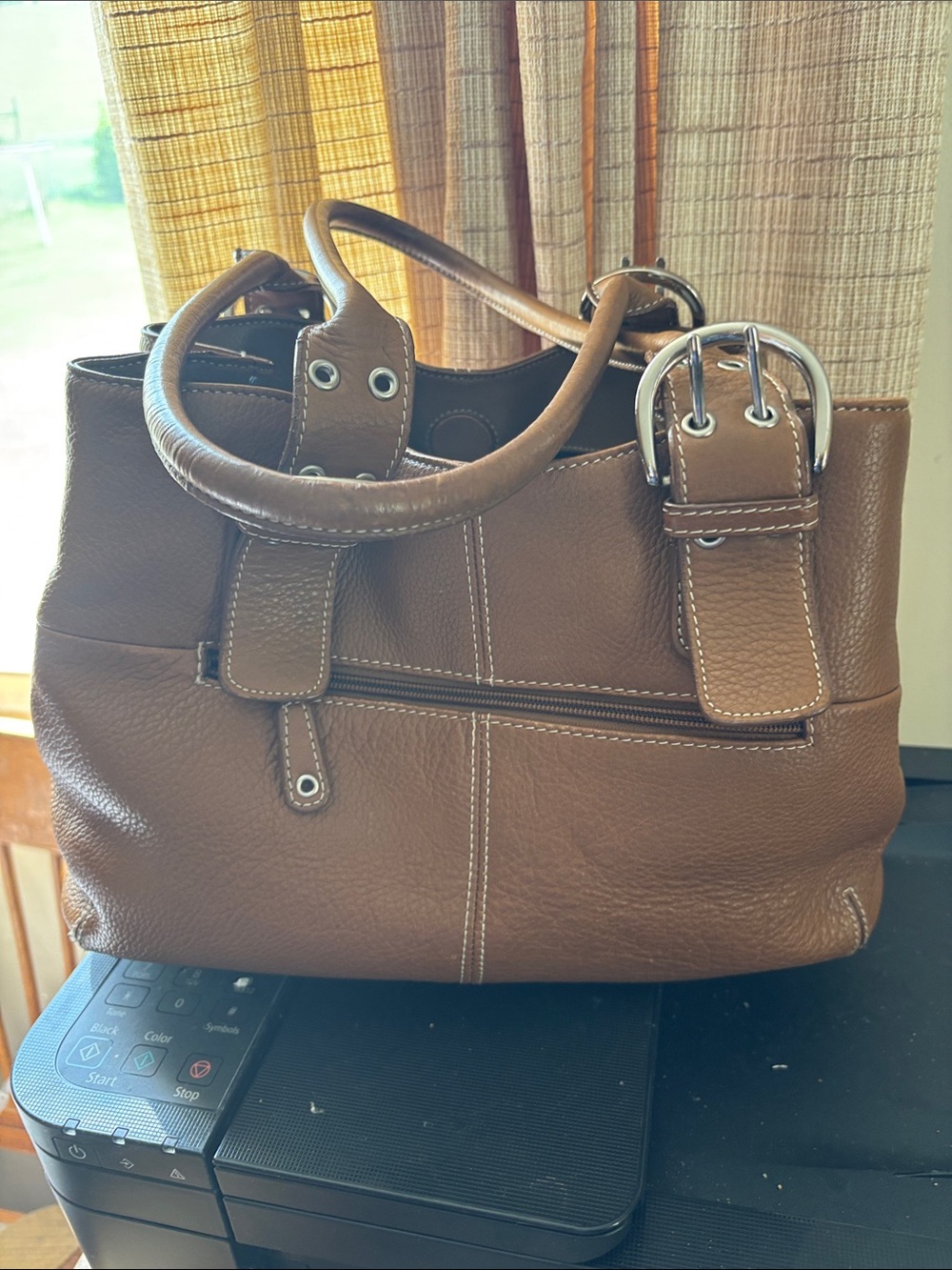 Tignanello classic brown leather handbag